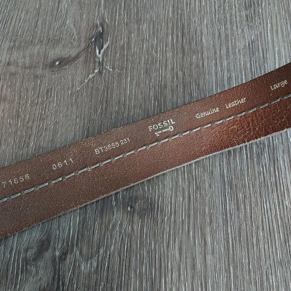 Fossil Brown Leather Stitched Belt for Men Size Large